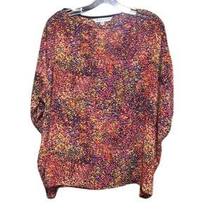 Trina Turk Multicolor Abstract Sheer Round Neck Blouse